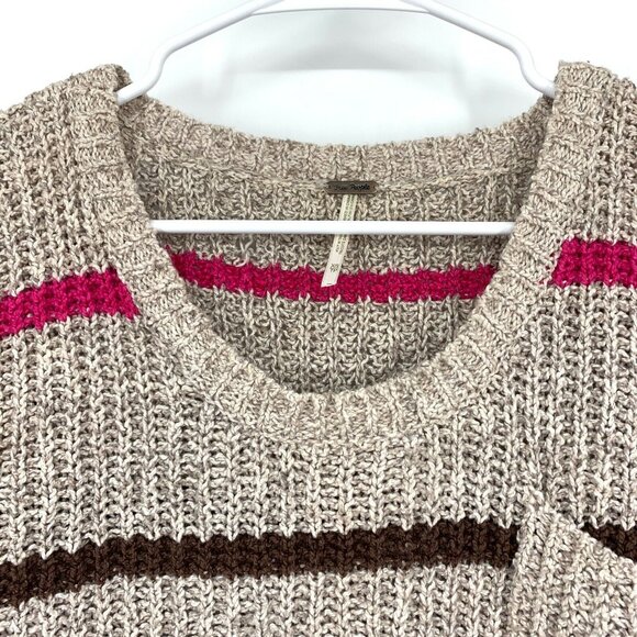 Free People Sweater Greenwich Village Stripe Pullover Oversized Pocket - Picture 3 of 11